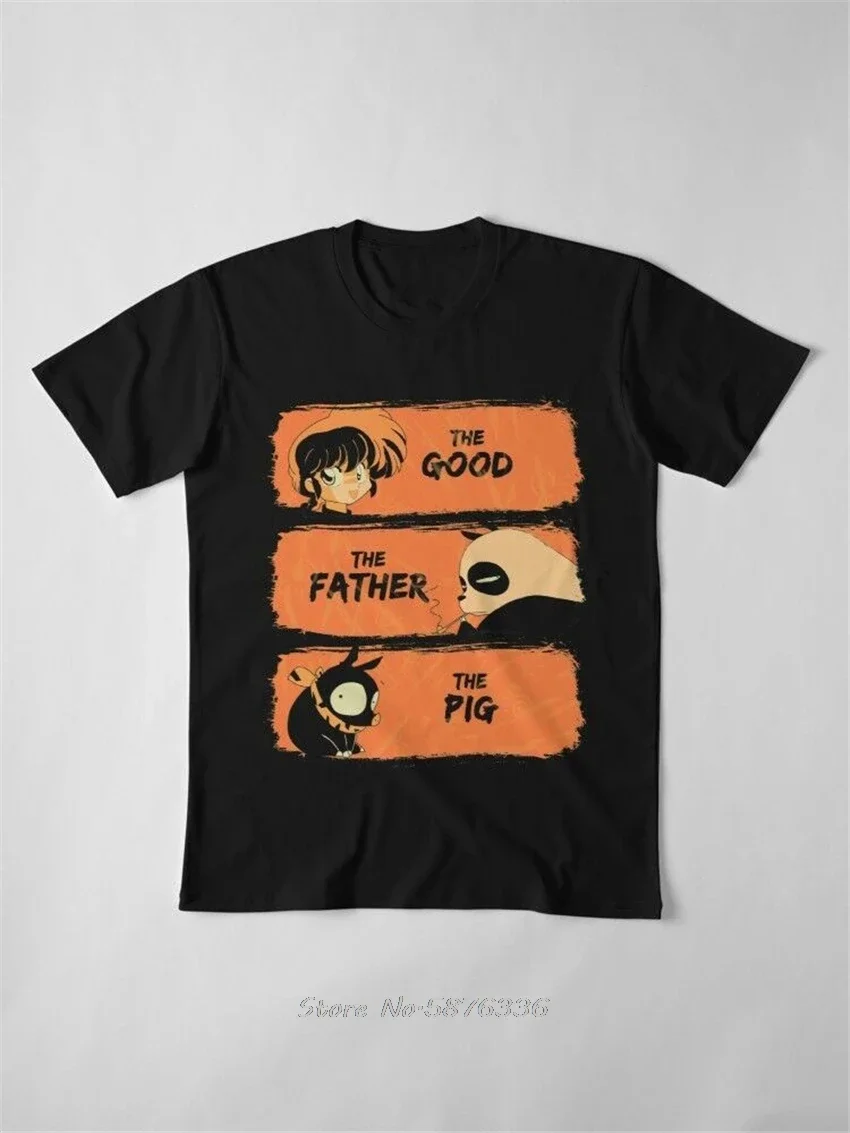 

Ranma 12 The Good Ranma The Father Panda The Pig Funny Black T-Shirt Printed T Shirt Men Cotton O-neck Tshirt Tees Tops