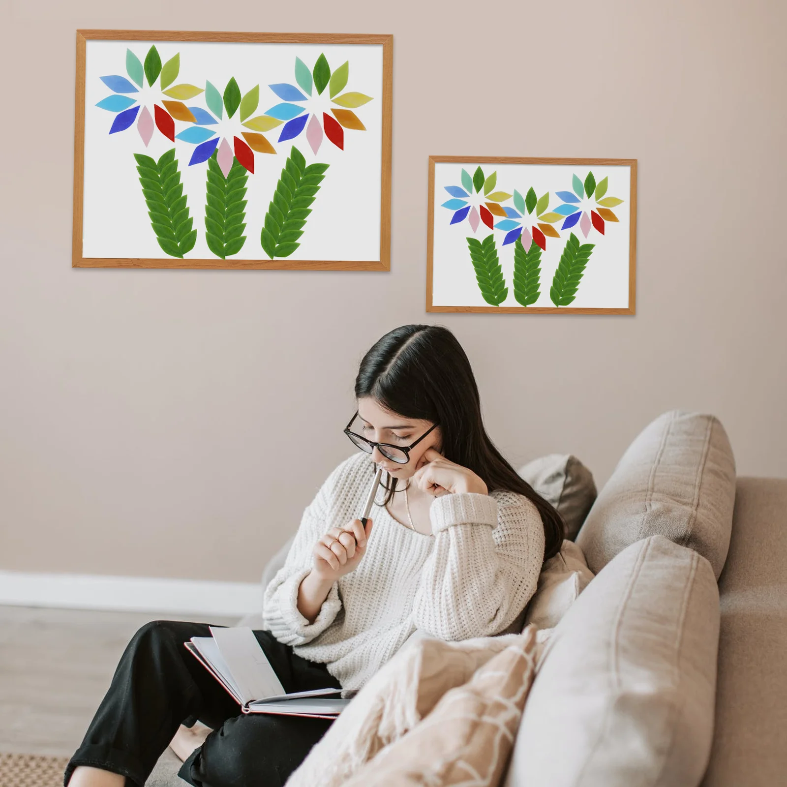 

42pcs Colored Pieces Mosaic Craft Supplies For Diy Wall Art Decor Leaf Glass Craft Accessories Glass Ornaments