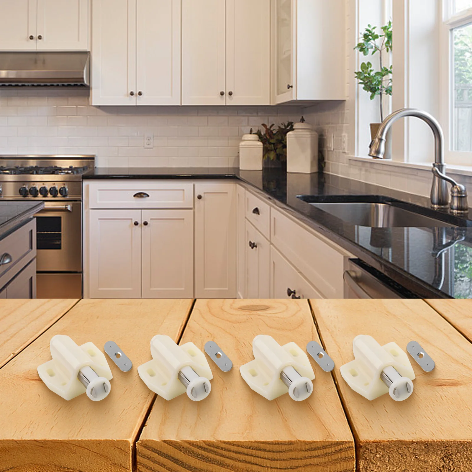 Brand New Practical Bathroom Kitchen Touch Latch Push To Open 4pcs/set White/Black Accessories Cabinet Doors Cupboard