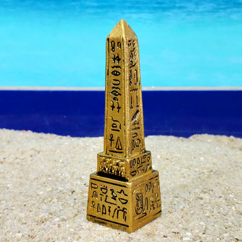 Obelisk Harz-Ornament mit Inschrift, spitz zulaufender Turm, Altägyptischer Gedenk-Souvenir, Pharao-Tischdekoration, Geschenk – Detail 9