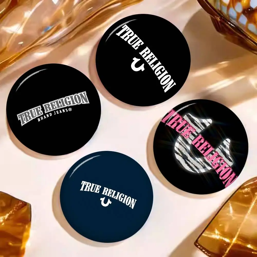 Broches rondes en jean T-True R-Religion avec slogan, broches créatives, décoration pour sacs à dos et vêtements, bijoux fantaisie, cadeaux