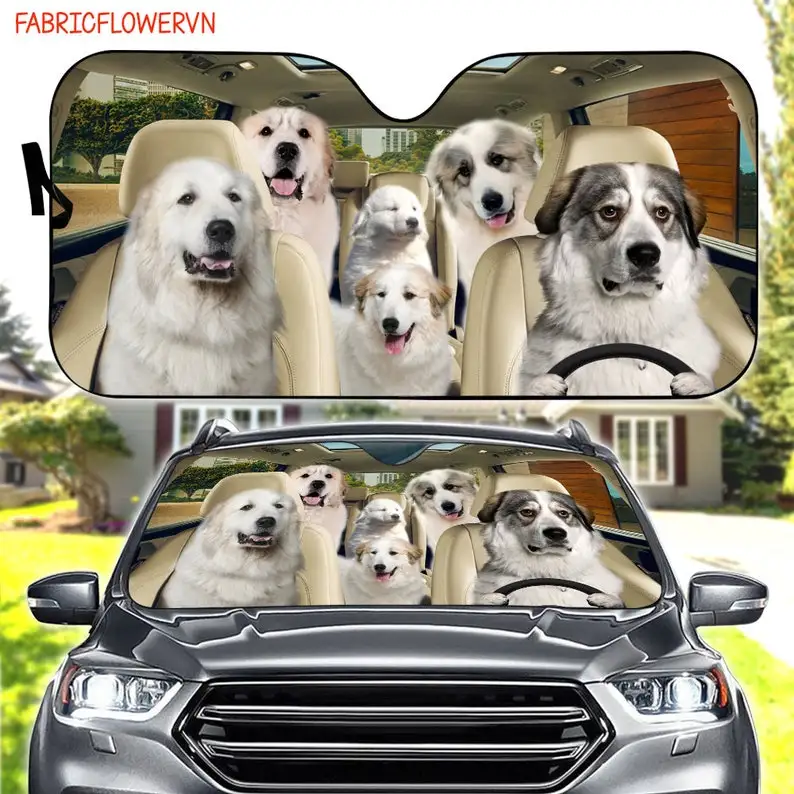 Great Pyrenees Car Sunshade, Great Pyrenees Car Decoration, Dog Windshield, Dog Lovers Gift, Dog Car Sunshade, Gift For Mom, Gif