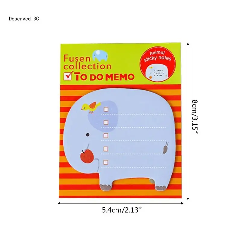 Cartoon Animal Sticky Note Pad Adhesive Message Notes 20 Sheets for School Home