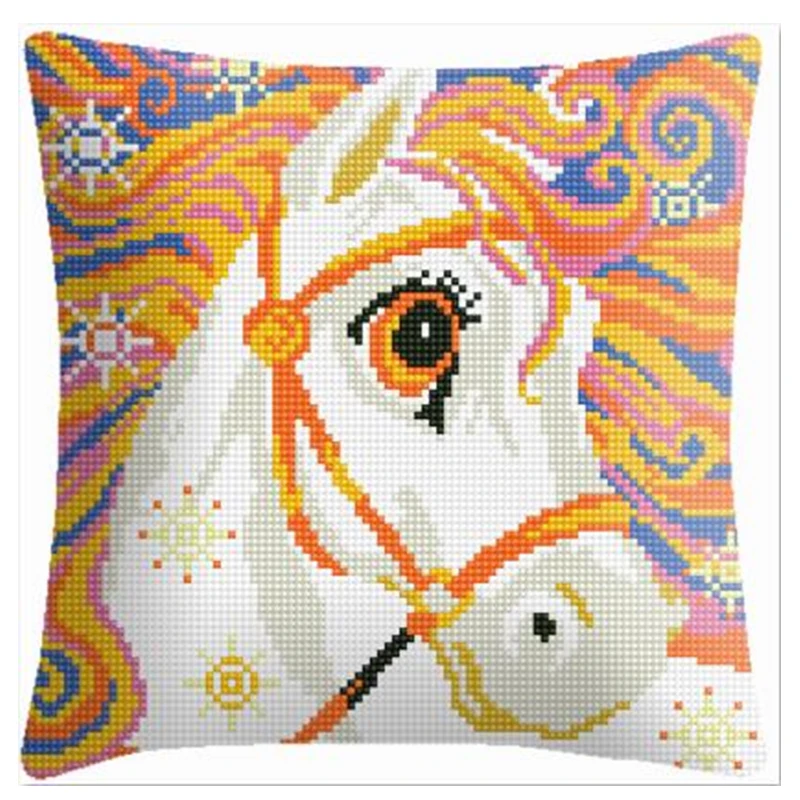 

Cartoon series Decorative cushions with Preprinted Canvas Pattern cross stitch pillows horse pattern pillow with your hands 6CT