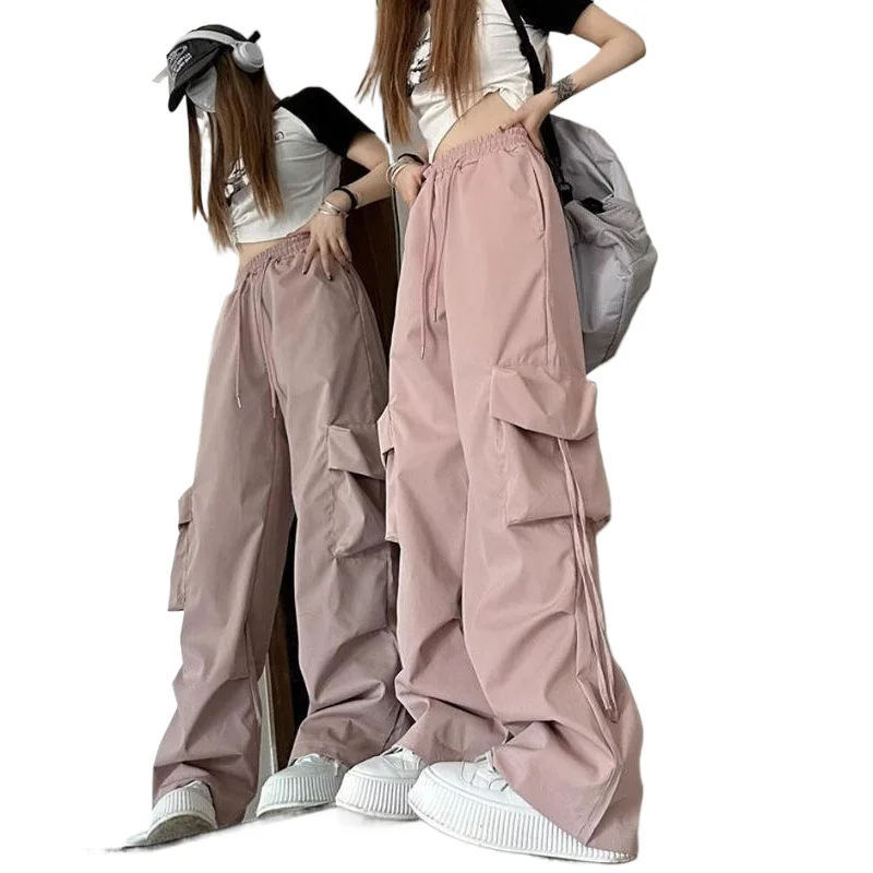 

Cool Girl Workwear Orts Pants Summer Women American Qui Dry Thin Casual Wide Leg Loose Straight Cut Pants Floor-Length