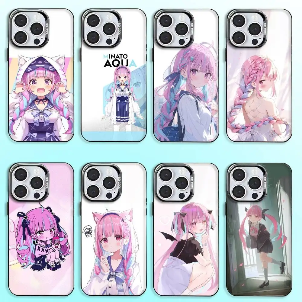 

M-Minato Aqua Phone Case For iPhone17,16,15,14,13,12,11 Plus,Pro Max Black Candy Matte Shockproof Cover