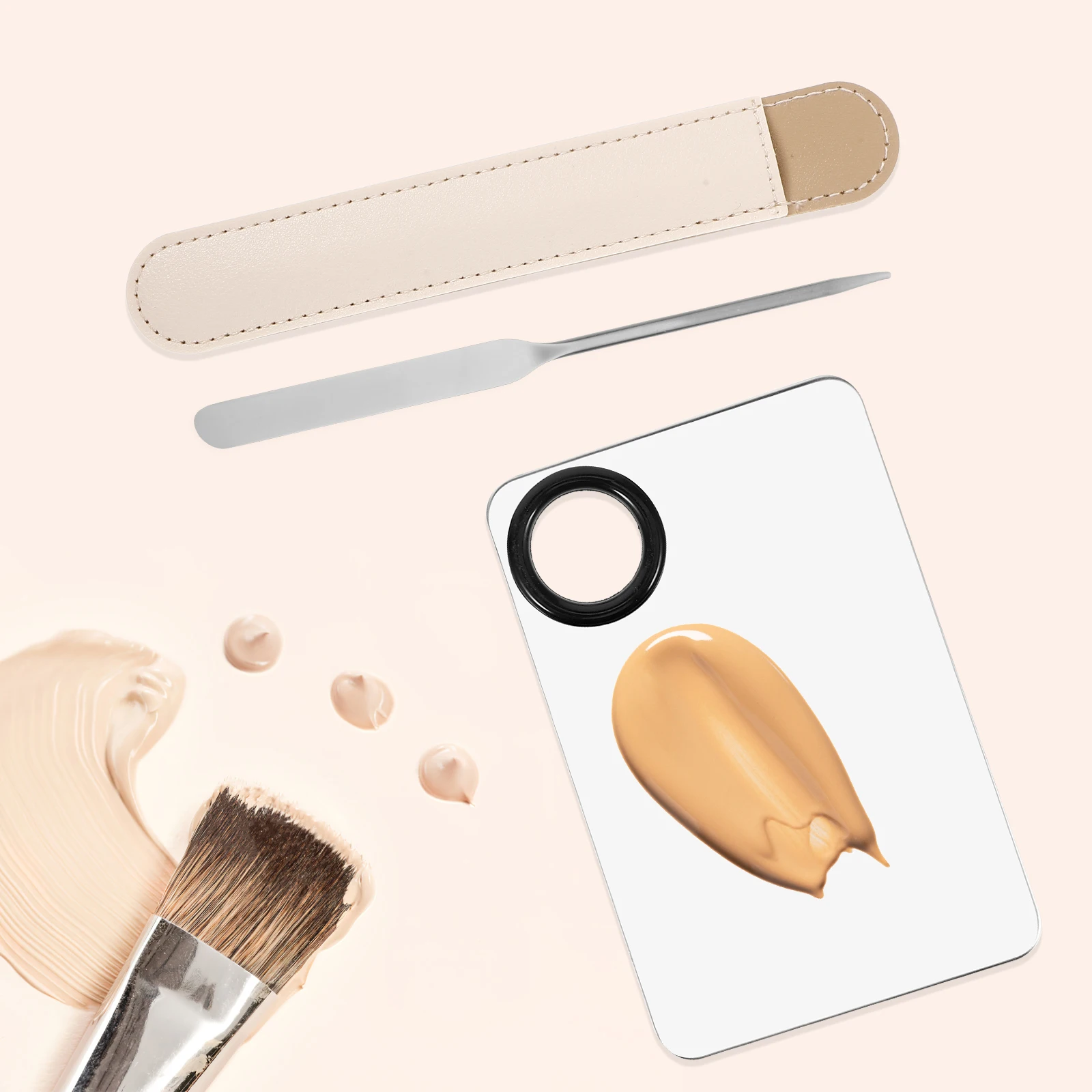 

Foundation Spatula Set Stainless Steel Makeup Tools 420 Dual Head Powder Mixing Spatula Mixer Long Handle