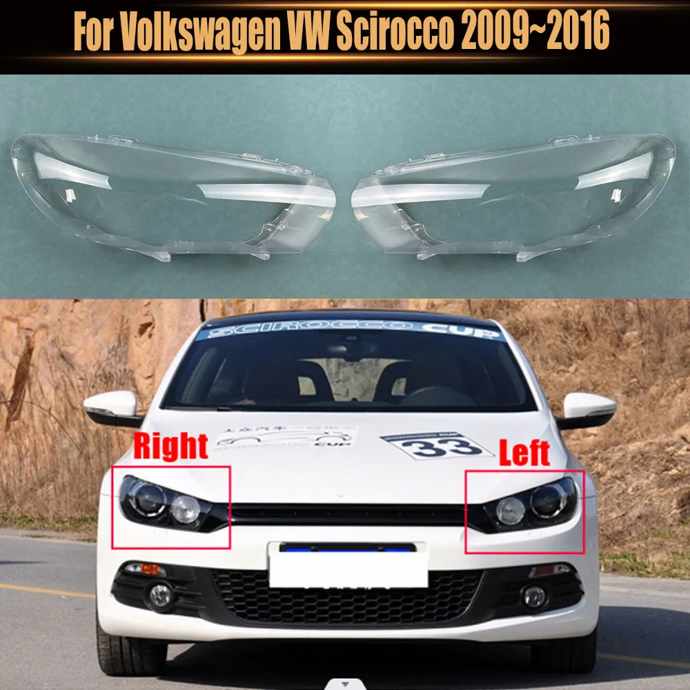 

For Volkswagen VW Scirocco 2009~2016 Car Accessories Headlamp Cover Transparent Shade Lamp Headlight Shell Lens Plexiglass