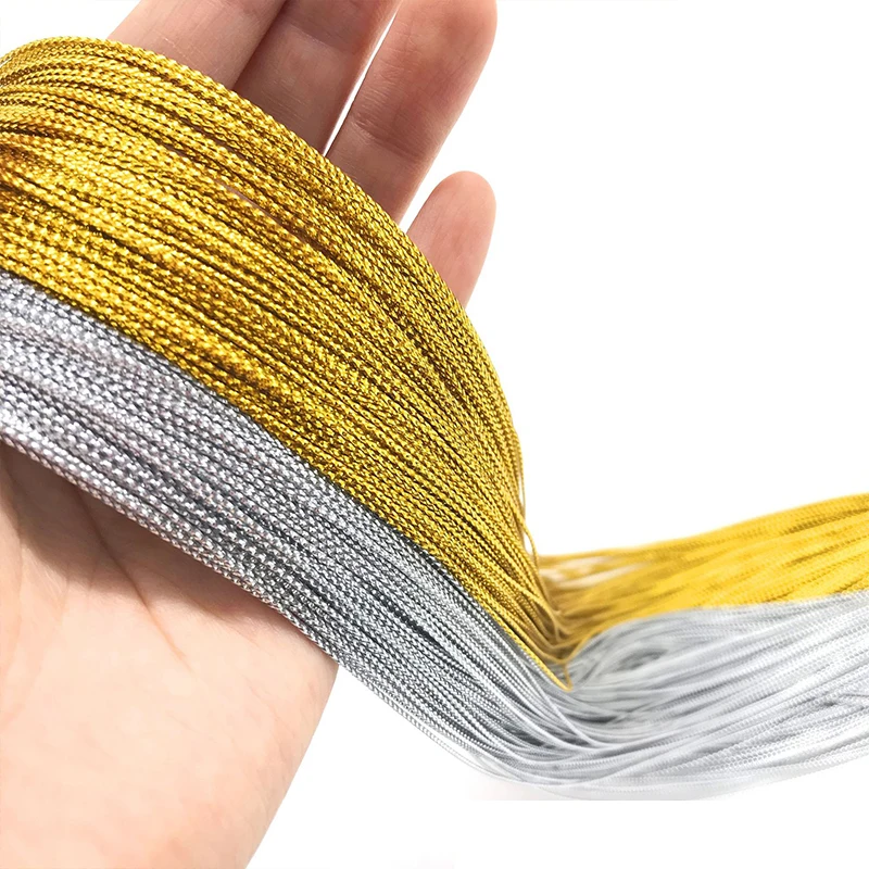 100m Gold Silver Color Glitter Cords DIY Gift Packing Hang Tag String Strap Making Labels Rope Threads Wedding Crafts Decoration