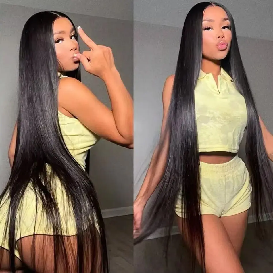 

250 Density 13x4 13x6 HD Transparent Bone Straight 30 40 Inches Lace Front Human Hair Wigs Brazilian Frontal Wigs For Women