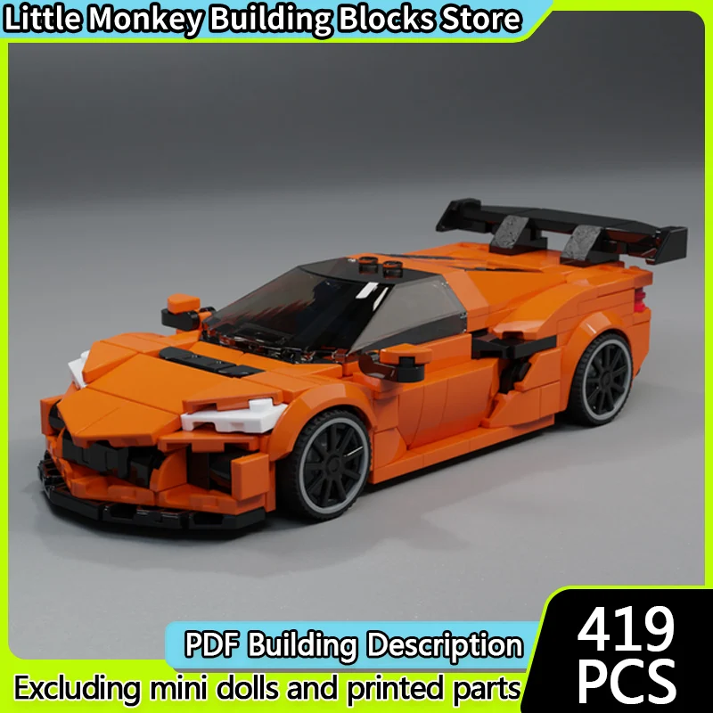 

Speed Racing Car Model MOC Building Bricks ZR1X Orange Sports Car Modular Technology Gifts Holiday Assemble Children Toys Suit