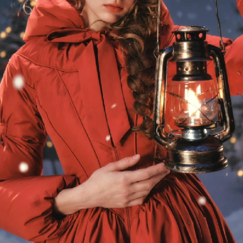 ファッションガールハイエンドエレガント夢のようなふわふわスカート絶妙なフード付き長袖暖かいオーバーコート2026新しいカジュアル通勤服