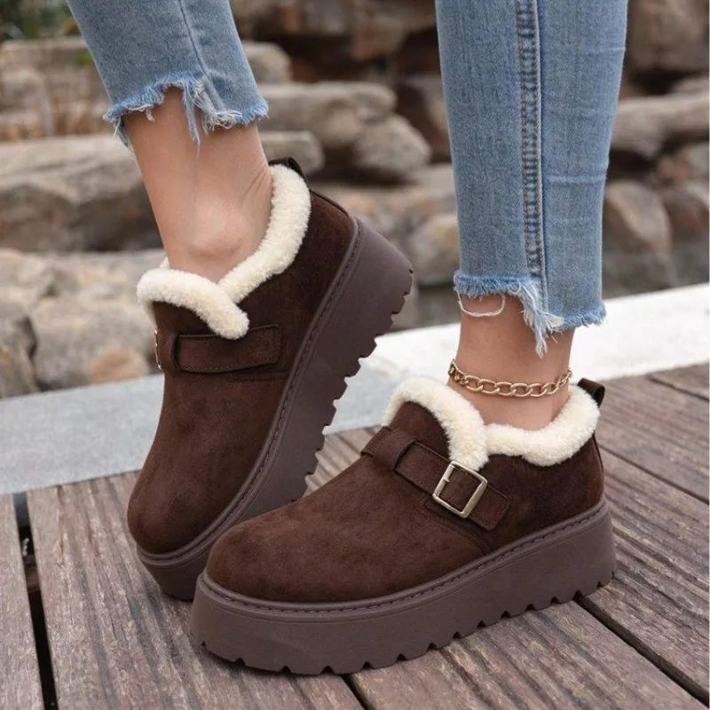 Women Snow Boots 2026 New Platform Cotton Shoes Autumn Winter Thick Sole Shoes Women Comfy Warm Fleece Lining Ankle Boots Woman