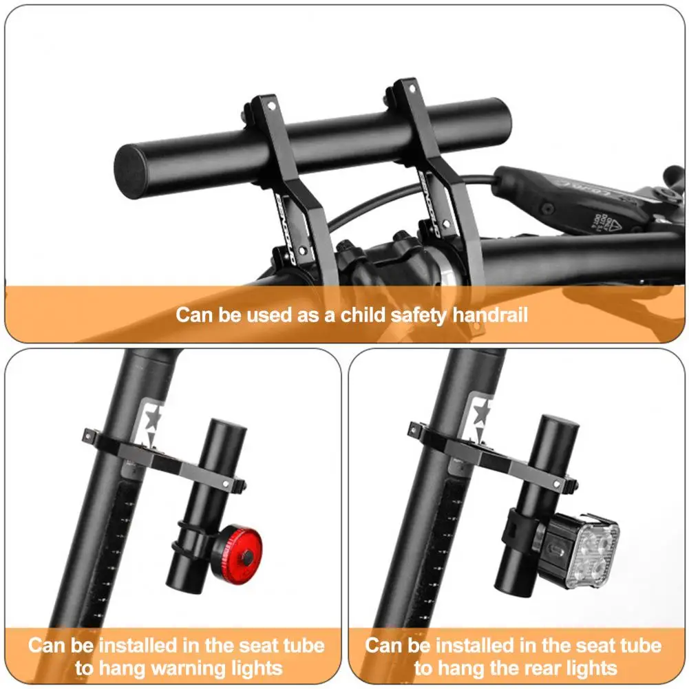 Handlebar Space Saver Aluminum Alloy Bicycle Handlebar Extender Quick Installation Extension Bracket Bar for Bike Light Phone