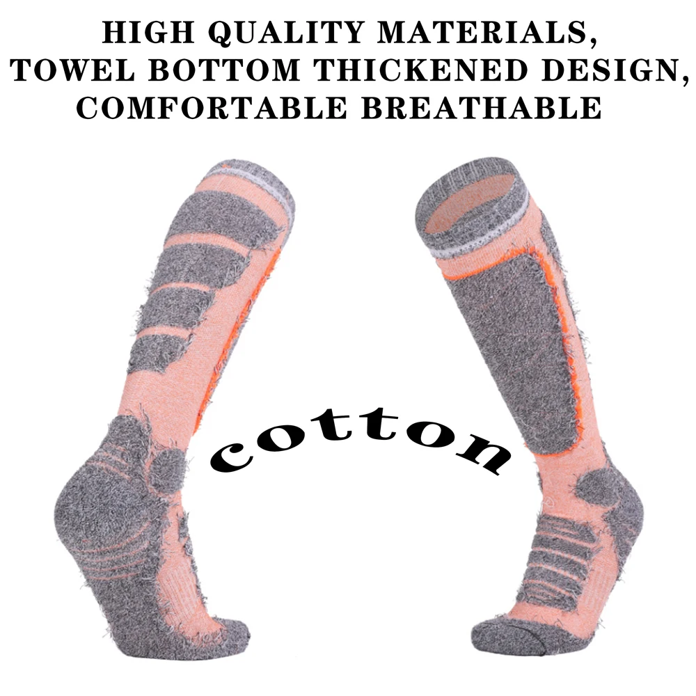 1 par de meias térmicas de esqui femininas mistura de algodão almofada pesada caminhadas meias umidade wicking tempo frio meias quentes