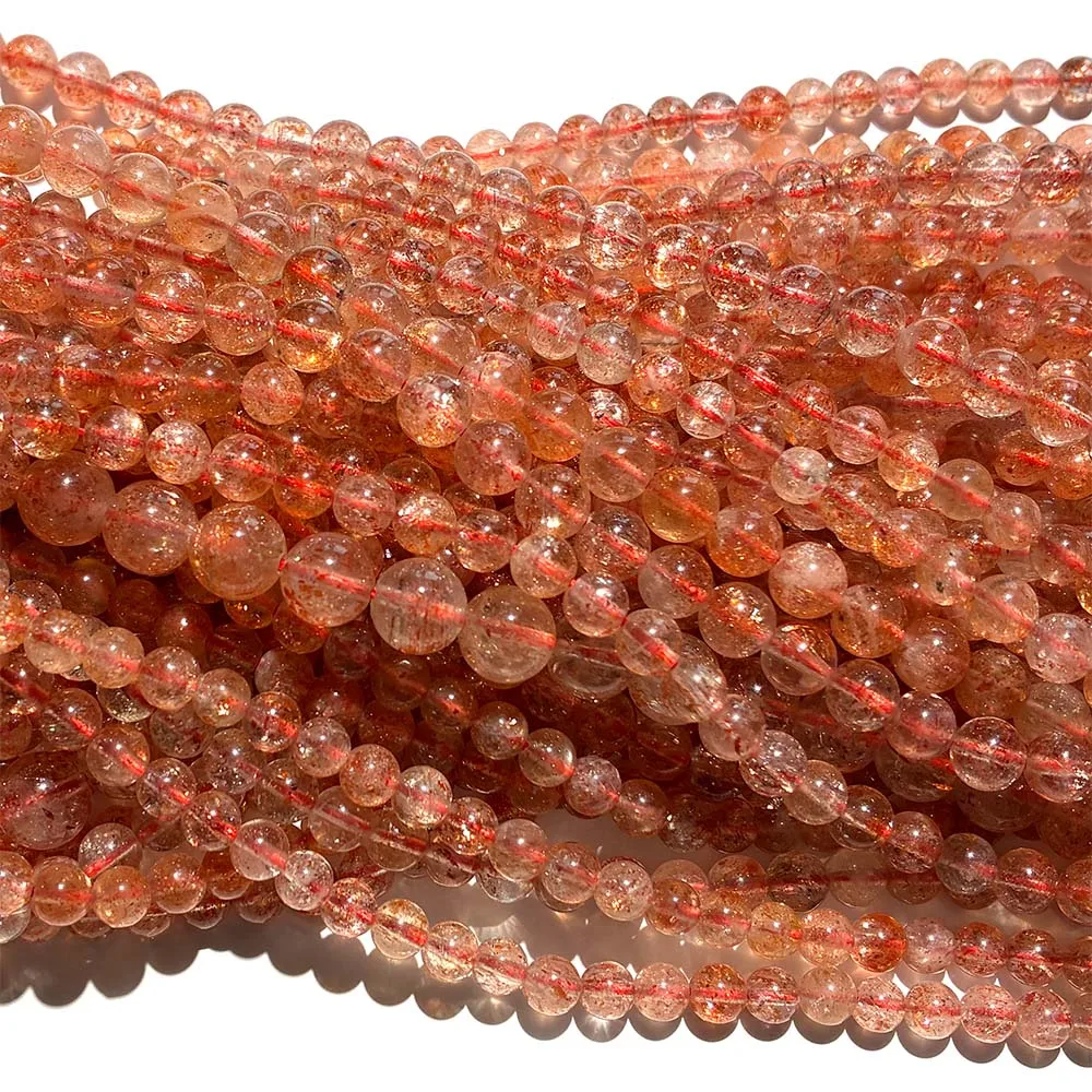 

Veemake Natural Orange Gold Oligoclase Sanidine Sunstone Round Beads Jewelry Design Making 08510