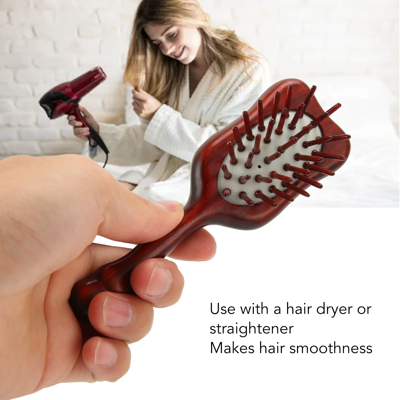 Padauk Wood Air Cushion Detangling Comb Prevent Split Ends Padauk Cushion Massage Comb For Hairdressing