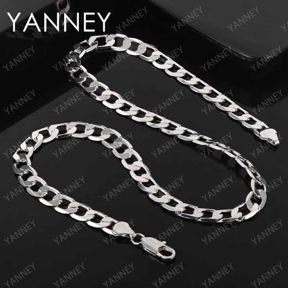 925 Sterling Silver 1-6-30 Inches 8MM Figaro Chain Charm Necklace Women Men Punk Fashion Jewelry Party Wedding Gift Accessories