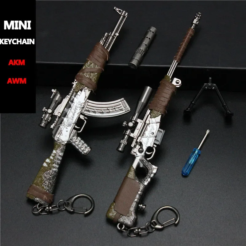 

Small 1:3 Mini AKM AWM Gun Pistol Toys Miniature Model Keychain Alloy Collection Toys Can Not Shoot Gifts for child (No Box)