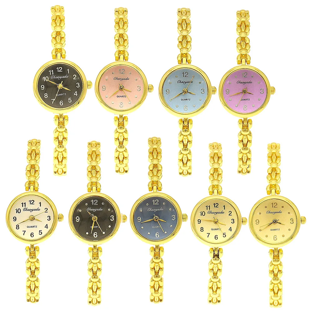 9Pcs Gold Ladies Quartz Watch Elegant Thin Bracelet Wristwatch Simple Fashion Women's Timepiece