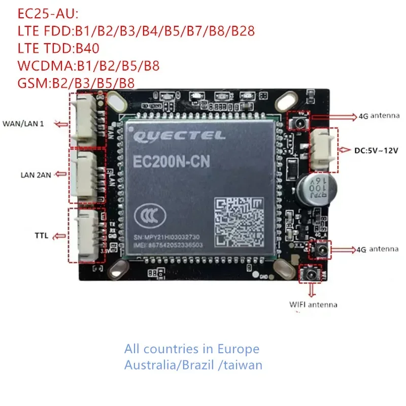 QCA9531 4G WiFi PCBA Router Module support Open-Wrt TTL  WIFI  4G router sim CPE