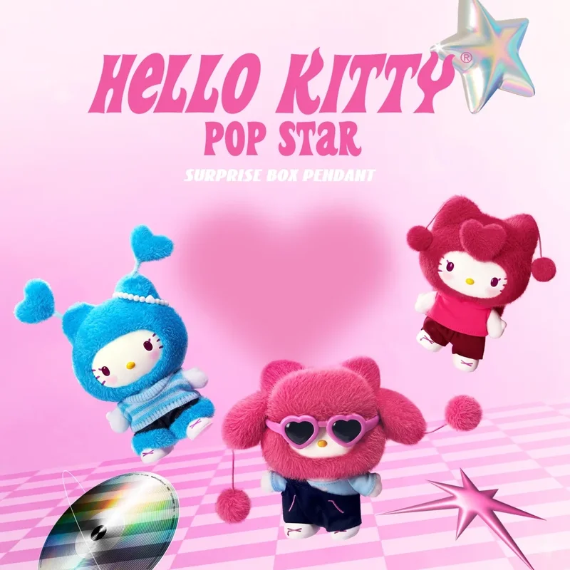 

Предпродажа, оригинальные персонажи Sanrio, серия Hello Kitty popstar, виниловая слепая коробка, игрушка, аниме-фигурка, украшения Hello Kitty, кулон, подарок
