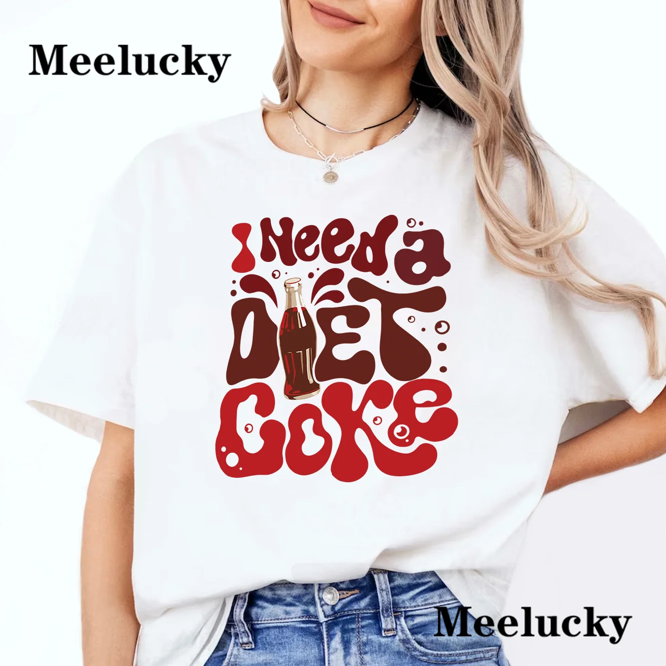 I Need A Diet Coke T-Shirt lady clothes tops Funny Cola AddictT-Shirt shirts graphic Retro style