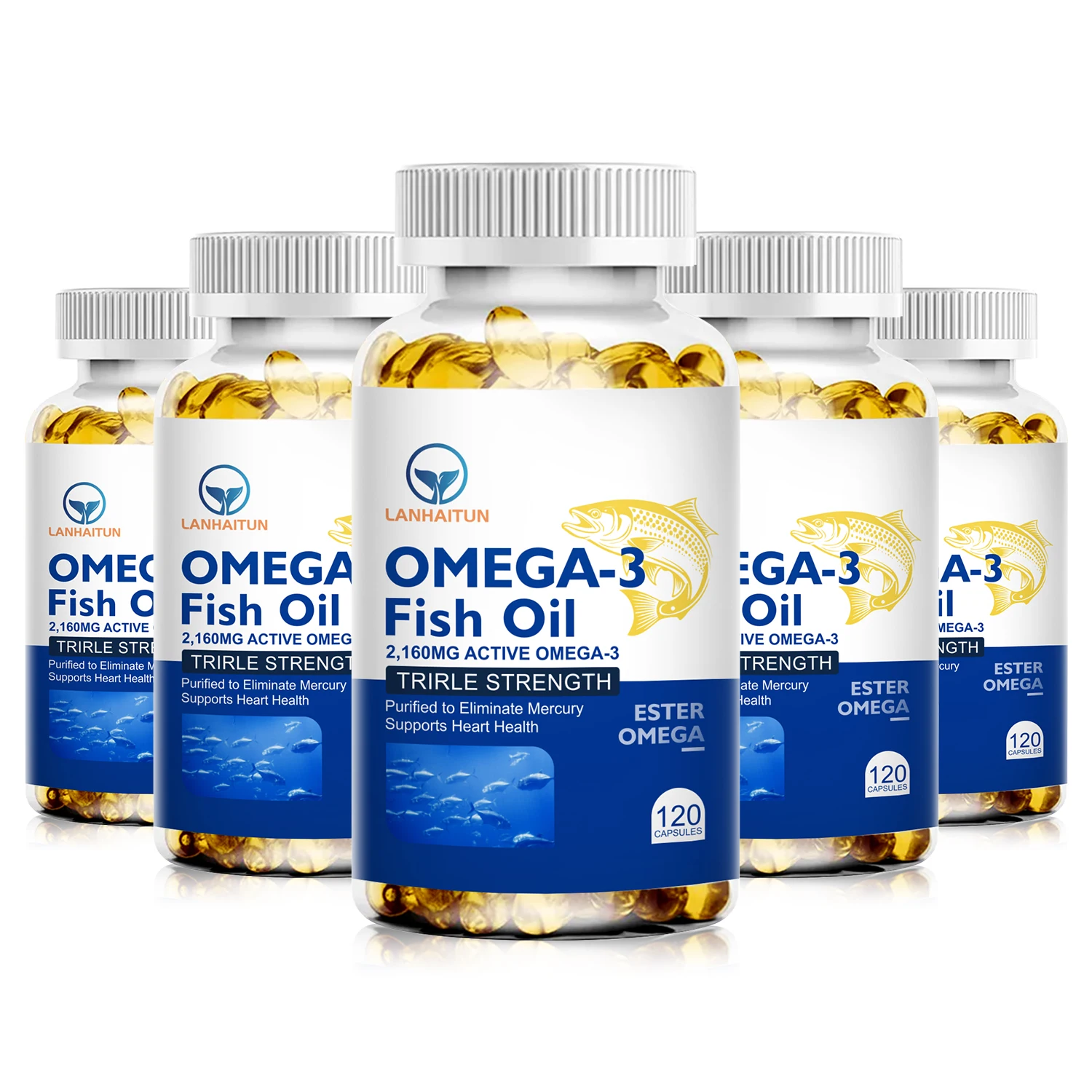 LANHAITUN Omega 3 Fish Oil Capsules Rich In EPA & DHA Support Brain & Nervous System Health, Antioxidant & Anti-Inflammation