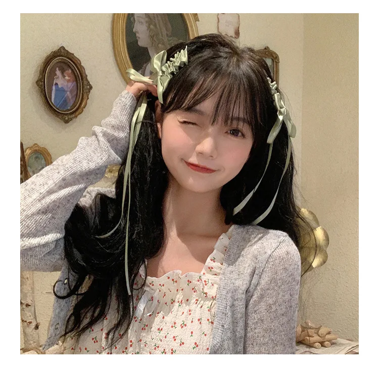 Accesorios Lolita horquilla de lazo rosa streamer sweet cute girl japonés Lolita headgear side duckbill clip Lolita horquilla