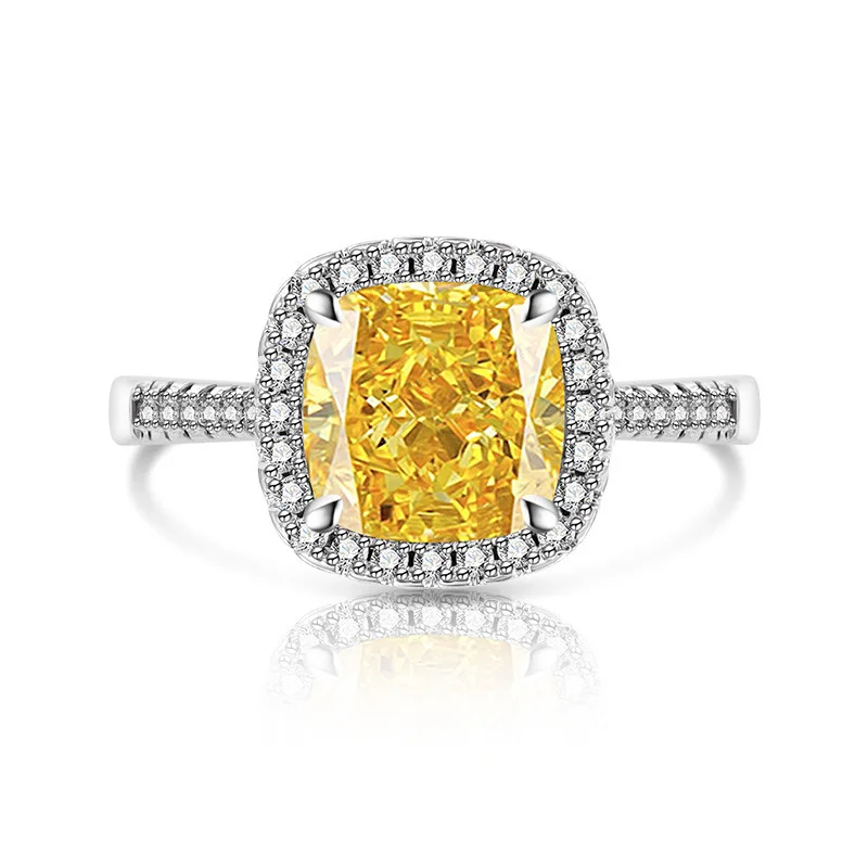 925 Sterling Silber Stilvoller und Einfacher Eisblumen-Schliff Prinzessin Quadratischer Zirkon-Ring Geburtstags- und Jubiläumsgeschenk – Detail 10