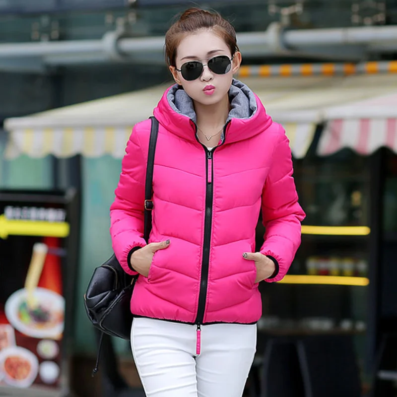 Women\'s Short  Down Cotton Jacket 2022 Winter Coat Female Slim Cotton Padded Parkas Autumn Winter Hooded Student Padded Jacket