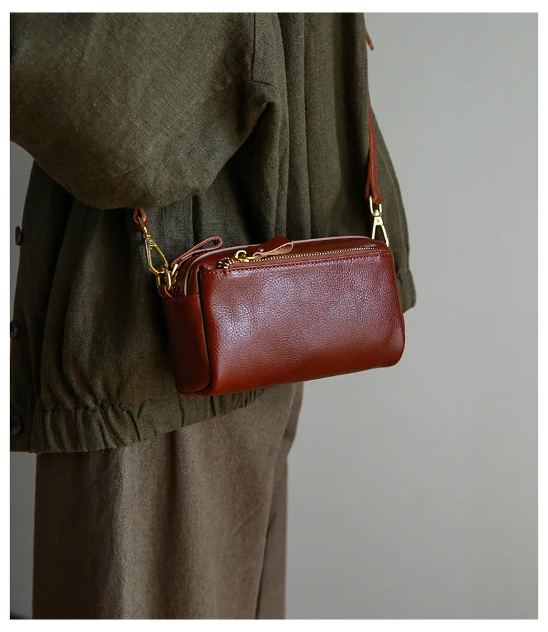 PNDME lässige Vintage-Umhängetasche aus Rindsleder, erste Schicht, Damenhandtasche, modisches Design, handgefertigt, echtes Leder, Damen-Crossbody-Tasche. – Detail 9