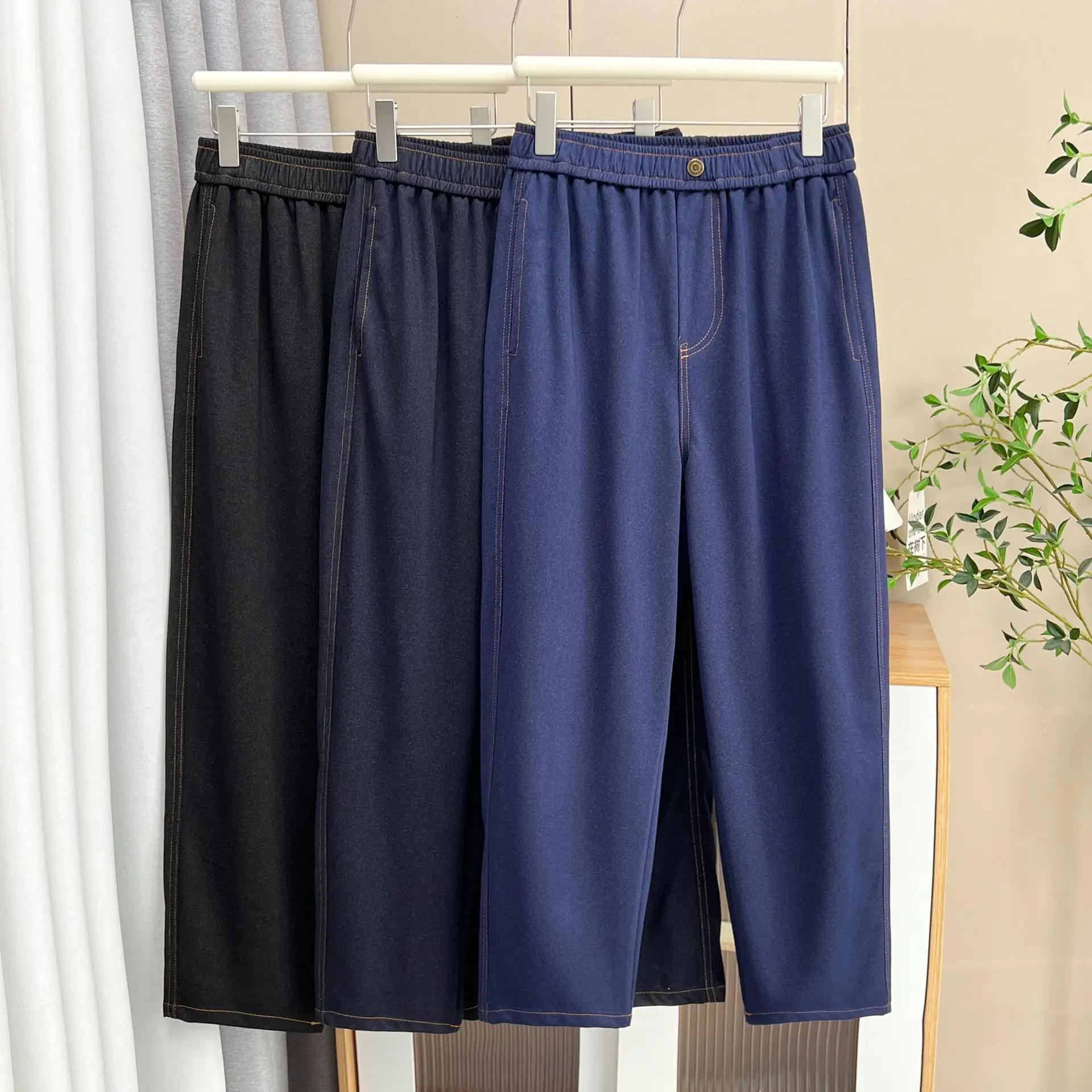 XXXXL moda de talla grande pantalones vaqueros de mujer otoño nuevo estilo Simple cintura elástica un botón Harem pantalones Casual 993