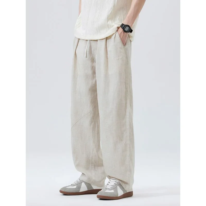 

Mingge Summer 2025 Men's Loose Wide Leg Straight Casual Pants Ice Sensation Tencel Lyocell Long Pants Casual Loose Fit