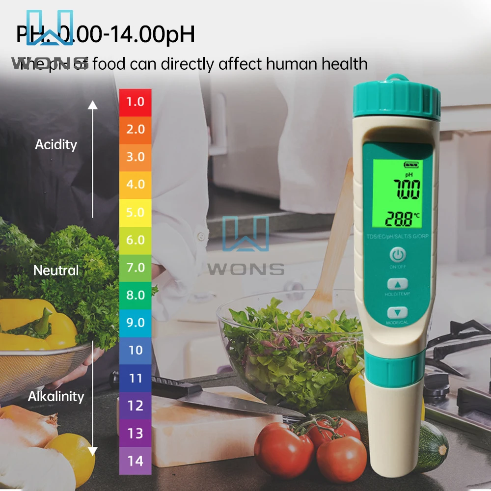 7 in 1 Water Quality Tester TDS EC ORP Salinity S. G PH Meter With Backlight Digital Water Quality Monitor Tester for Aquarium