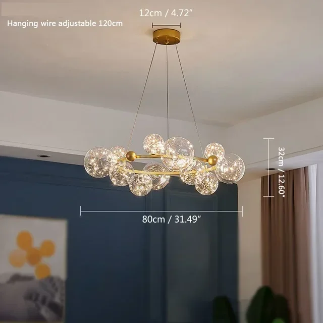 JIANKEXING Nordic Kreative Magic Bean Starry Sky LED Anhänger Lampe Restaurant Wohnzimmer Schlafzimmer Glas Kronleuchter Romantische Dekor Beleuchtung 6
