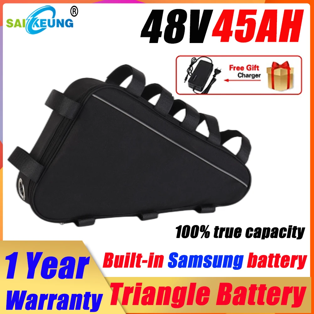 

e bike Triangle 48V36V 60v 72v 52V 3000W 60ah 20 25 28 30 35 40 45AH Huge Capacity 50Ah60ah Ebike Lithium Battery with charger