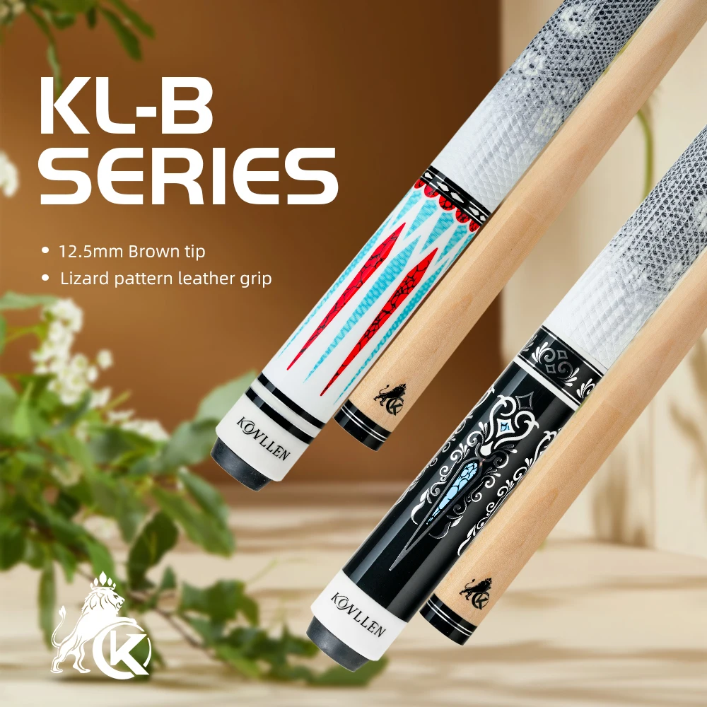 

KONLLEN KL-B1/B2 Billiard Cue Stick with 12.5mm Tip Maple Shaft Leather Grip Professional Taper 3*8/8 Joint for Pool Cue Stick