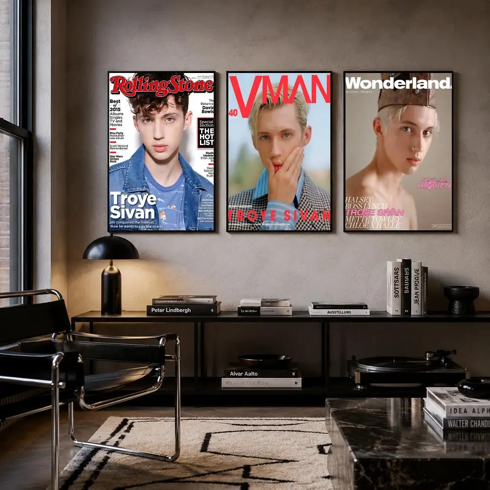 Singer T-Troye Sivan Poster Self-adhesive Art Waterproof Paper Sticker Coffee House Bar Room Wall Decor