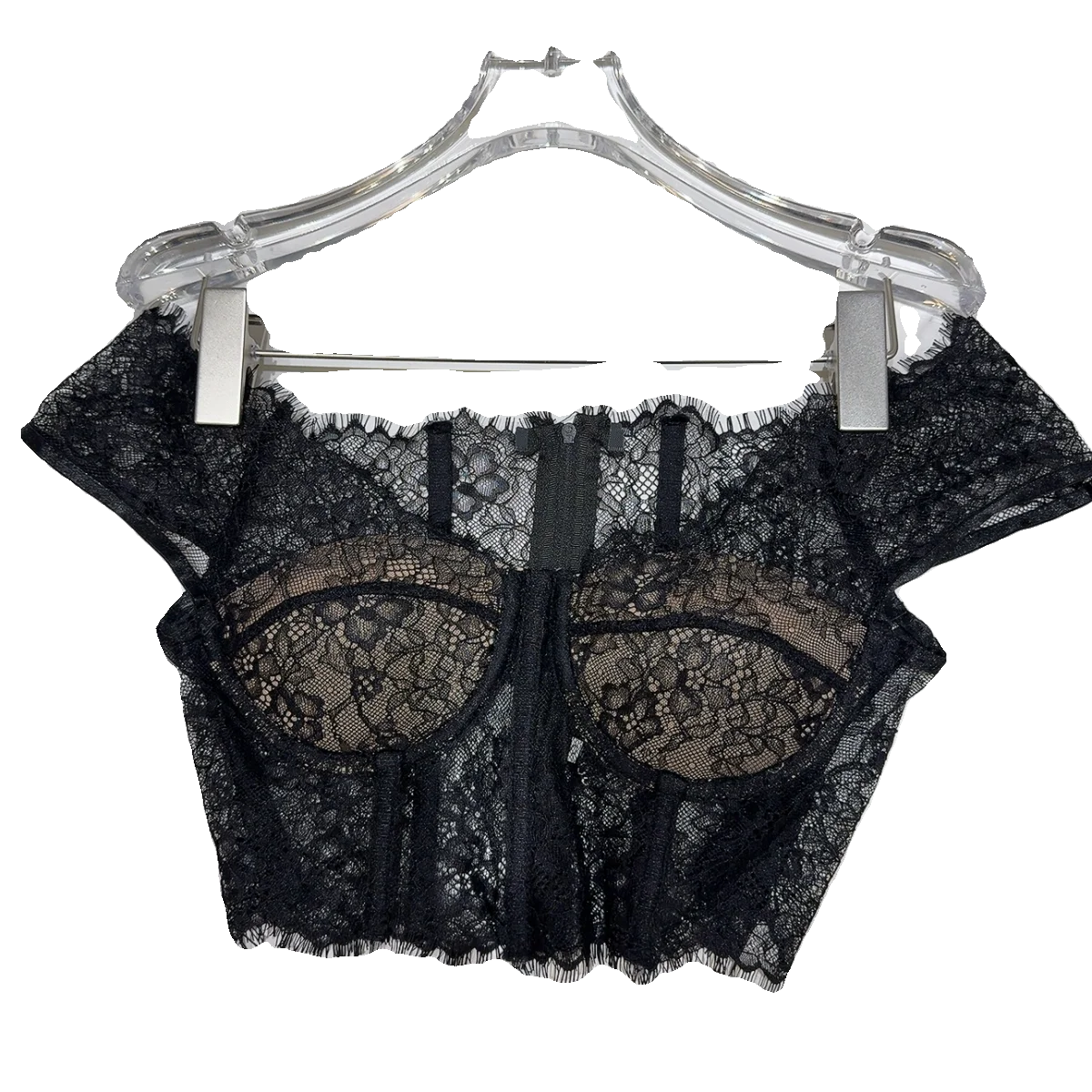 2023 Winter New Sexy Ladies Off-Shoulder Lace Crocheted Chest Pad Camisole Tank Top Women Mainland China Women Clothing
