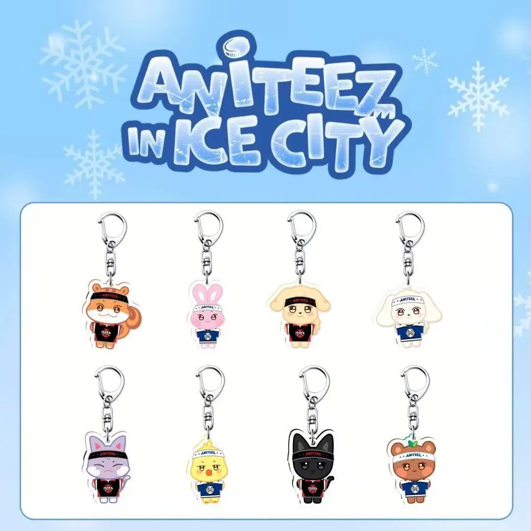 

ATEEZ New Acrylic Keychain Cartoon Key Park Flower Jin Hong Zhong Jiang Lv Shang Star Week