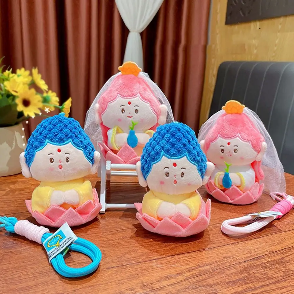 Bodhisattva Buddha Plush Keychain Charm Ornament Buddha Plush Pendant Cartoon Portable Cartoon Buddha Doll Car Keys Accessories