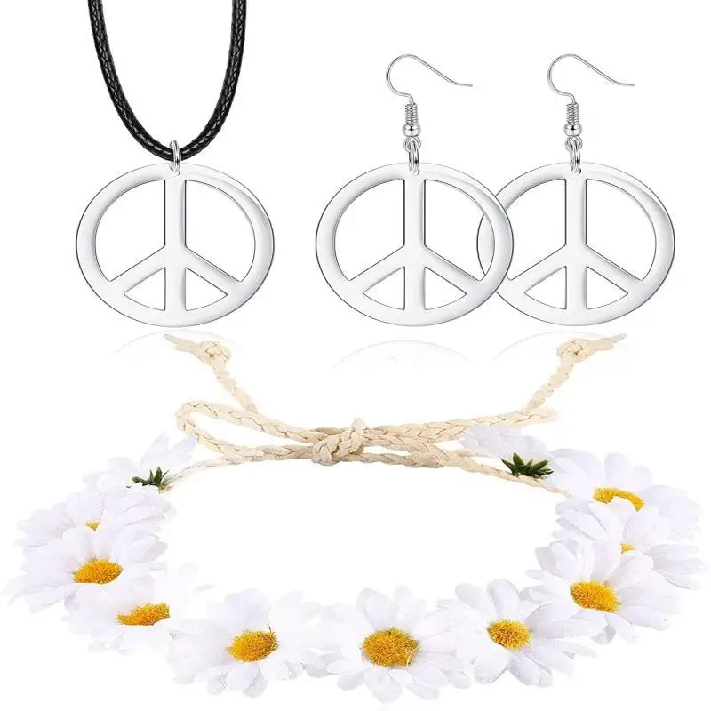 Hippie Costume Set Women Men 12 Pieces Hippie Accessories 70s Clothing Hippie Clothing Accessories with Hippie Glasses Headband
