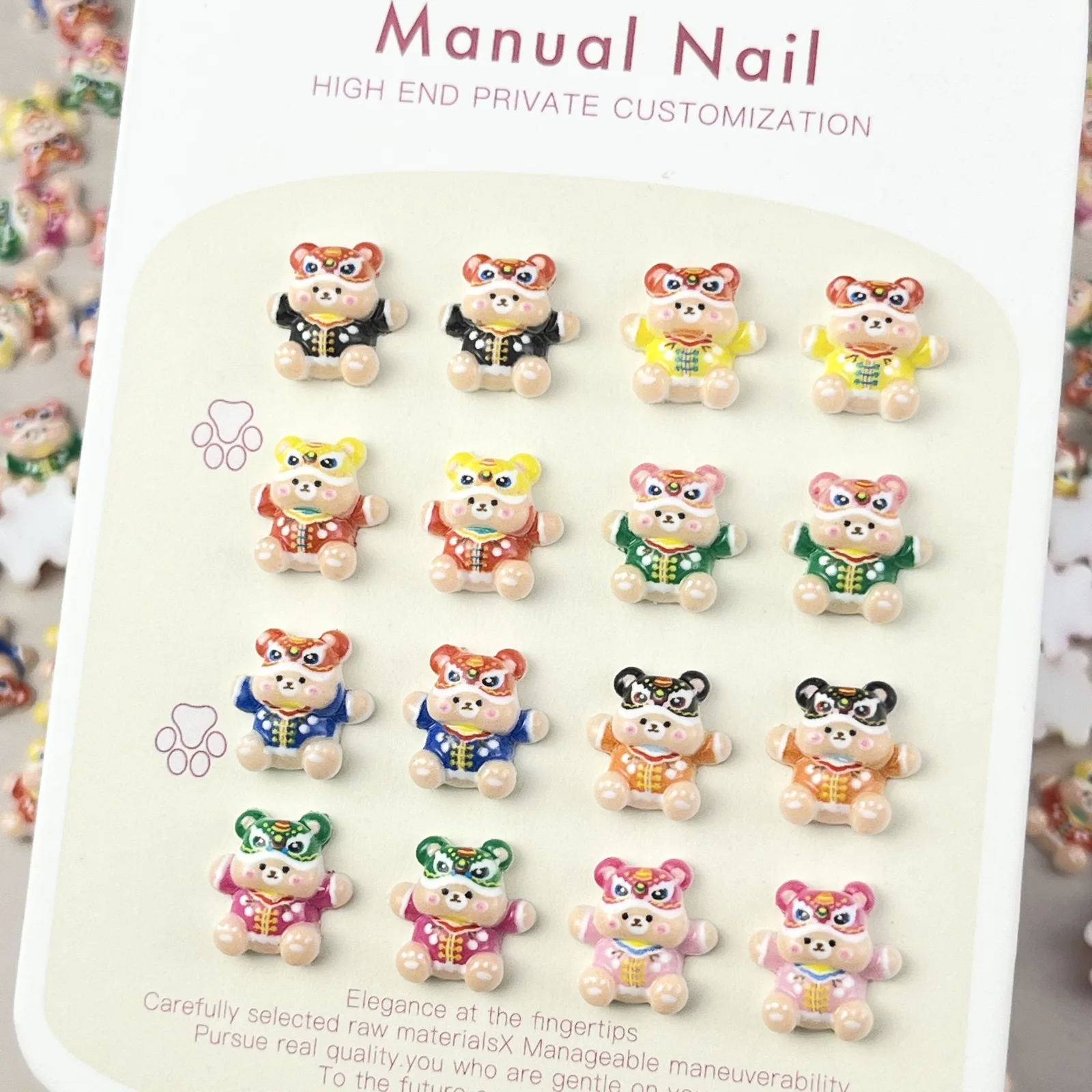 20pcs miniso lion cartoon nail charms for diy nail making kawaii cute resin nail art decoreation