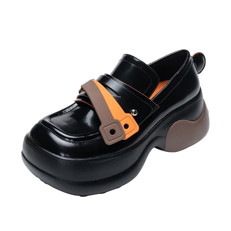 

Platform Round Toe Loafers Panelled Detachable Heels Women Punk Goth Mary Jane Shoes Thick Heel Zapatos Mujer Primavera Verano
