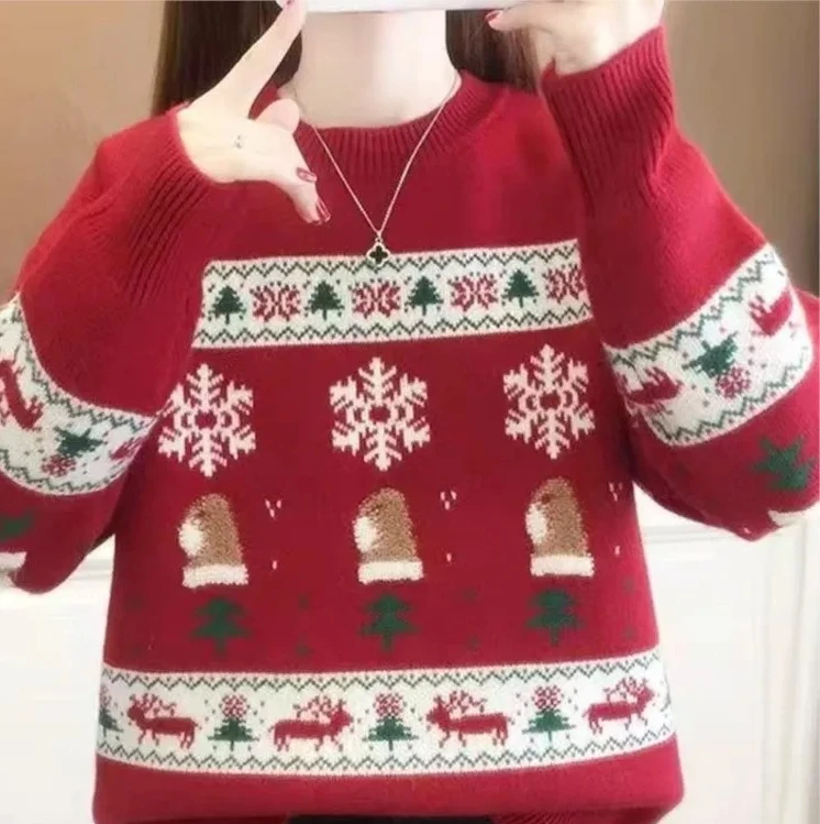 

Woman Pulls Femmes All-match Loose Simple Style Sweater Comfortable Vintage Printed Casual Homewear