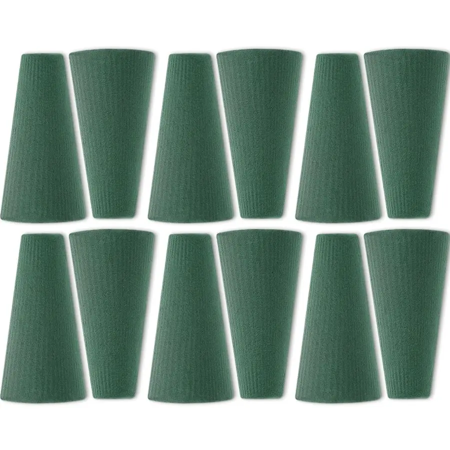 

12 шт. конусов из флористической пены для искусственных и живых цветов, 4,72 x 2,8 дюйма, влажные и сухие зеленые пеноблоки для ваз на кладбище