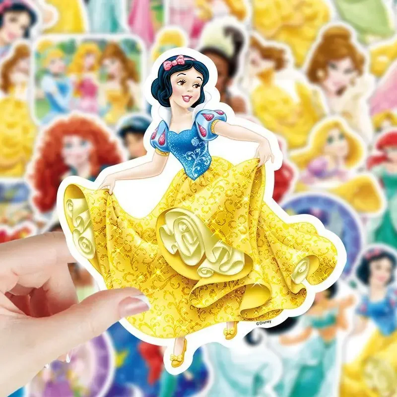 50PCS Cute Cartoon Disney Princess Notebook Water Cup Mobile Phone Case Computer Guitar Luggage Refrigerator Stickers Wholesale