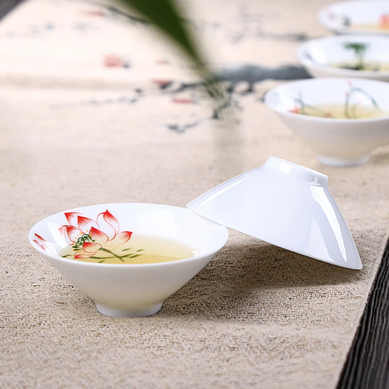 12 قطعة/المجموعة الأزرق والأبيض الخزف رسمت باليد الصينية الكونغ فو Teaset السيراميك تذوق Pu Erh أكواب الشاي الأسود لمحبي الشاي 55 مللي #6