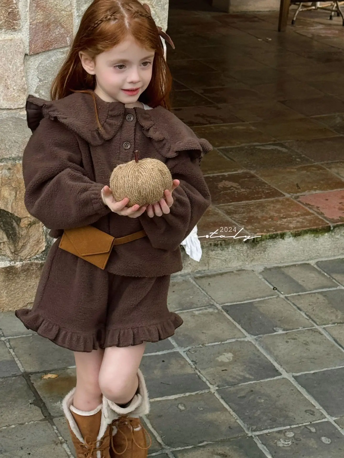 Kids Clothes Girls 24 Winter New Toddler Warm Wool Top and Shorts Two Piece Set Toddler Girl Clothes